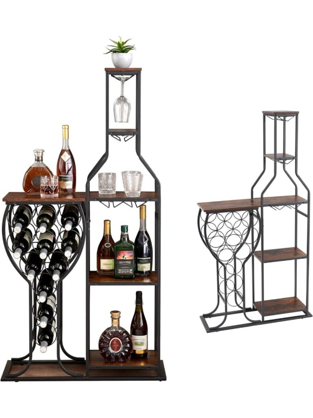 Modern 5-Tier Freestanding Wine Rack, 11-Bottle Storage Cabinet for Home Bar